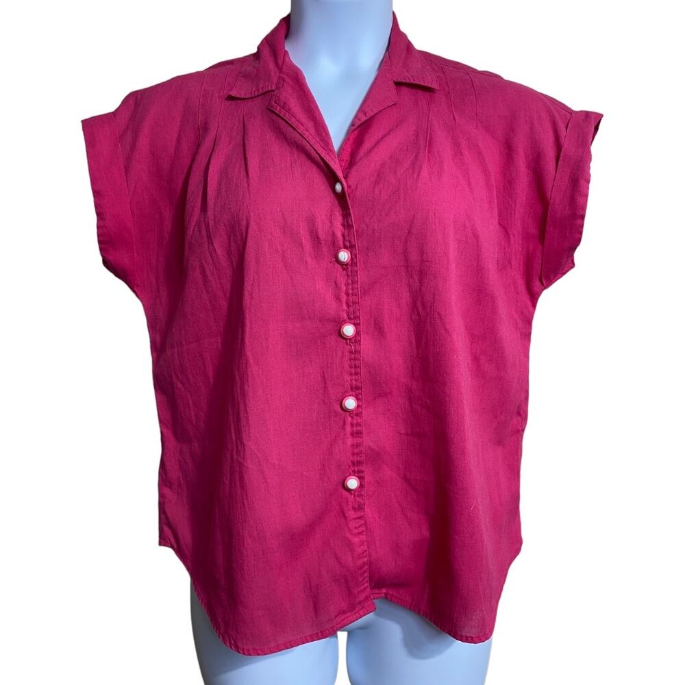 Bright Fuchsia Button-Front Blouse - Women